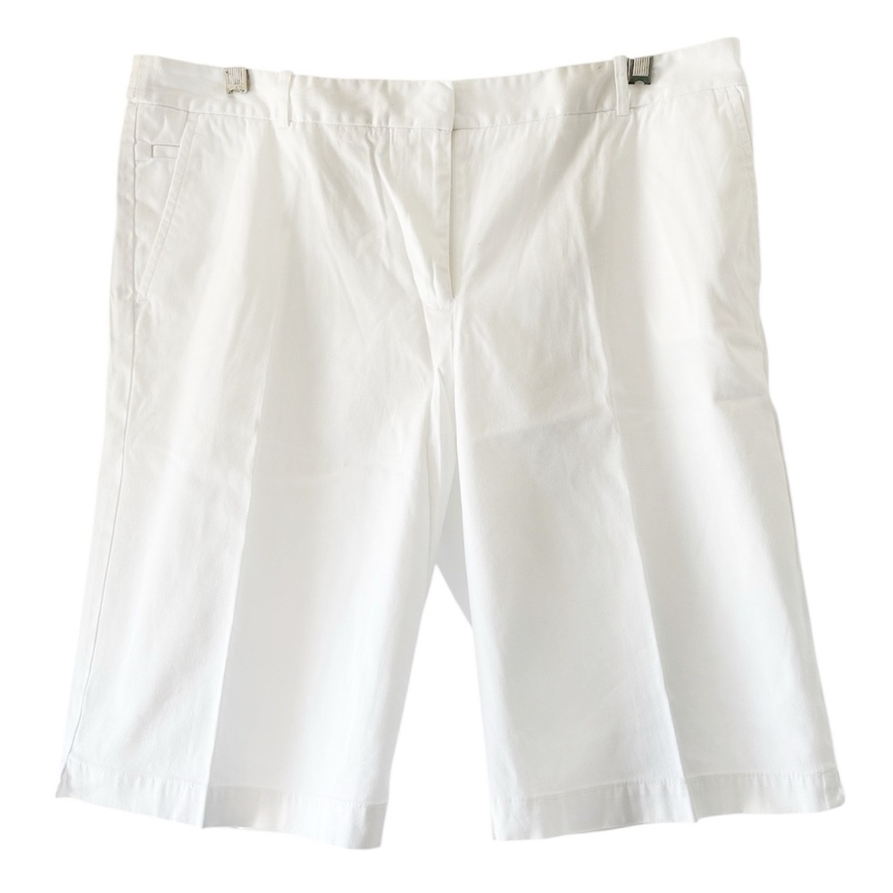Talbots White Chino Shorts Womens Size 12 Stretch Cotton Bermuda Summer Vacation